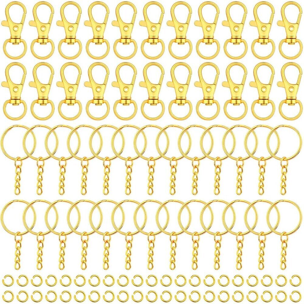 Keychain Rings for Crafts, 120pcs Gold Keychain Hardware Includes 60pcs Key Chai